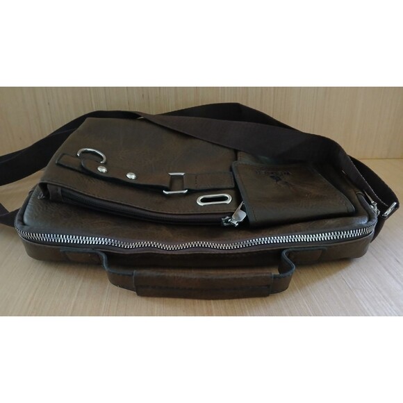 WEIXIER Unisex Messenger Shoulder Bag Work Business Crossbody Strap Faux Leather - Picture 8 of 14